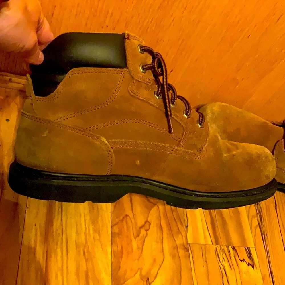 Brahma 12 Wide waterproof tan suede rugged lace up hiking hunting boots men EUC